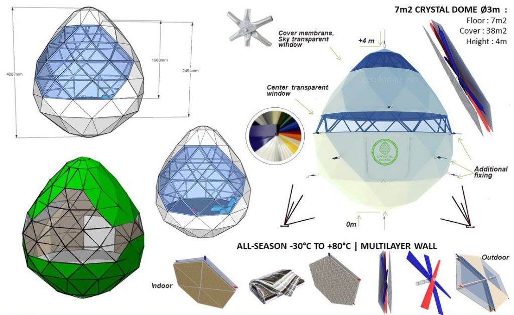 7m2 CRYSTAL DOME Ø3m H4m | BASIC SET